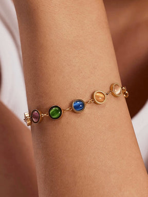 Bracelet doré pierres multicolores vue principale soleil