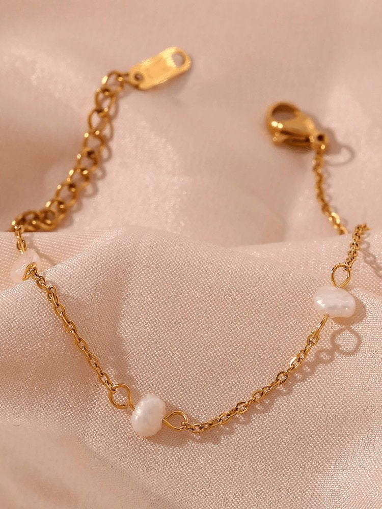 Bracelet or perles naturelles harmonie