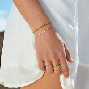 Bracelet tennis avec fermoir ajustable jasmin