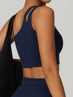 Brassière sport asymétrique détail bretelle soleil