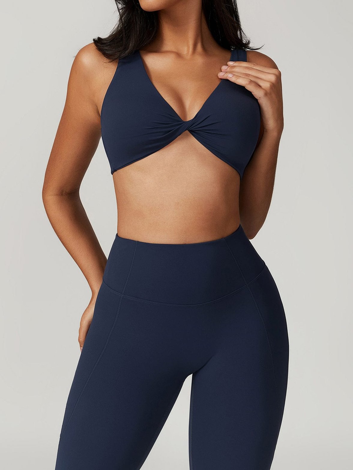 Brassière sport fitness dos croisé marine soleil