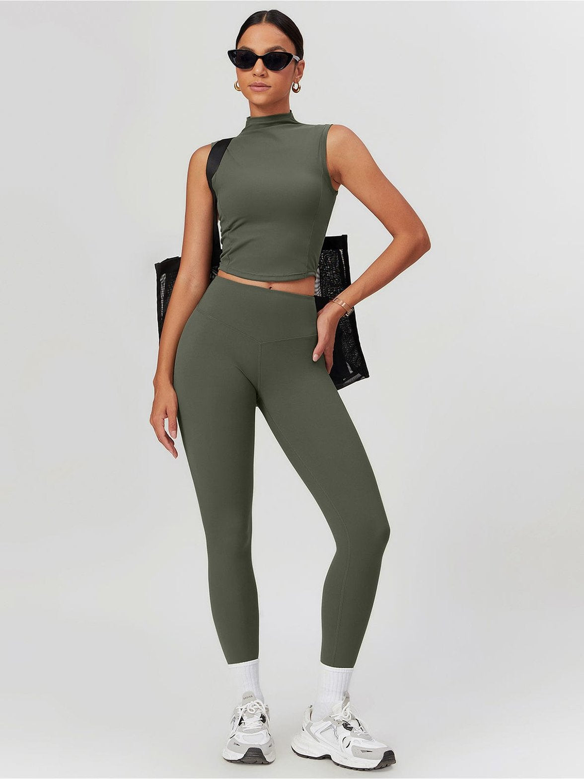 Top fitness sans manches vert étoile