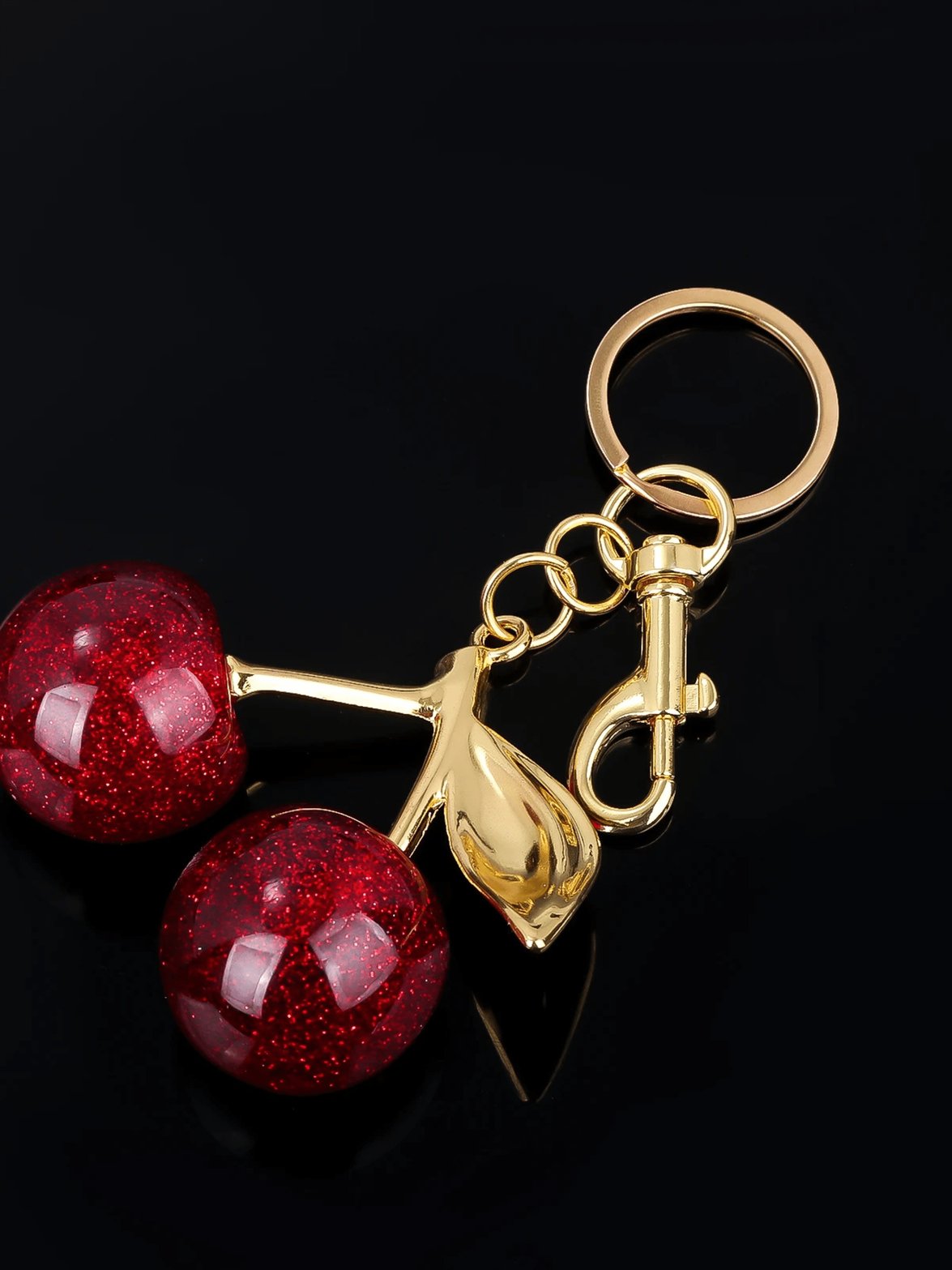 Pendentif cerises résine pailletée fantaisie