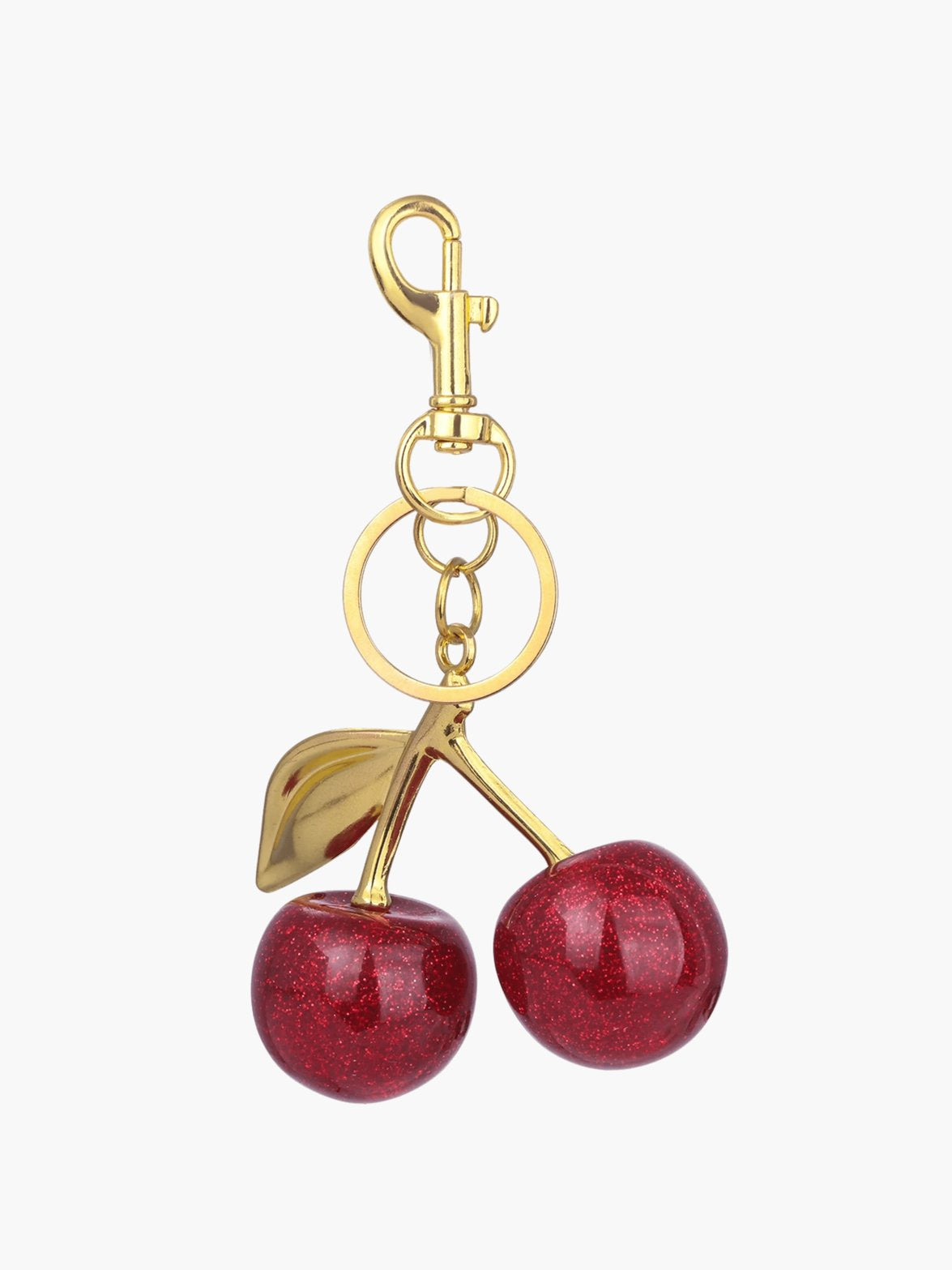 Breloque cerises pailletées rouge et or douceur