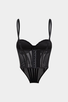 Détail dentelle du bustier noir - Élégance