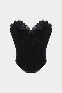 Bustier velours noir vue de face soleil