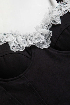 Détail dentelle du bustier velours - Cristal