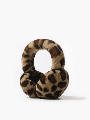 Cache-oreilles léopard peluche vue avant douceur