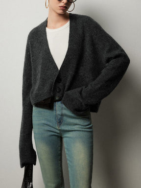 Cardigan tricot boutonné gris doux