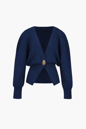 Cardigan Élégant Col V Marron