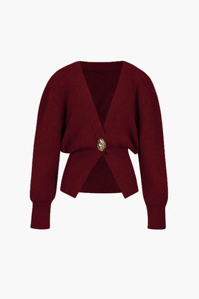 Cardigan Élégant Col V Marron