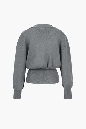 Cardigan Élégant Col V Marron