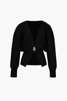 Cardigan Élégant Col V Marron