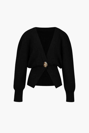 Cardigan Élégant Col V Marron