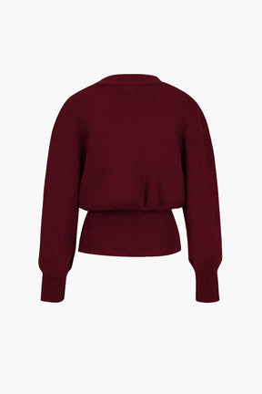 Cardigan Élégant Col V Marron