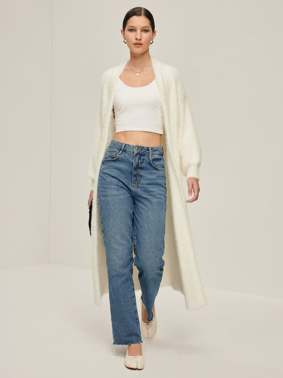 Cardigan blanc porté style