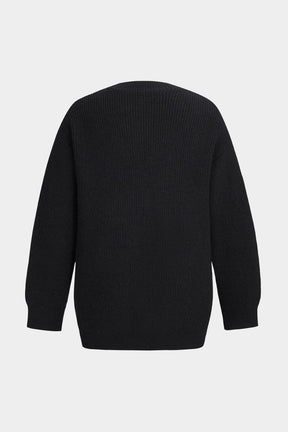 Cardigan patchwork noir et denim vue arrière zen