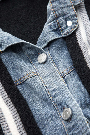 Cardigan noir et denim vue de côté étoile