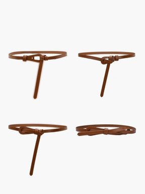 Ceinture fine ajustable en cuir véritable cristal