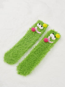 Chaussettes velours bleues tendance lune