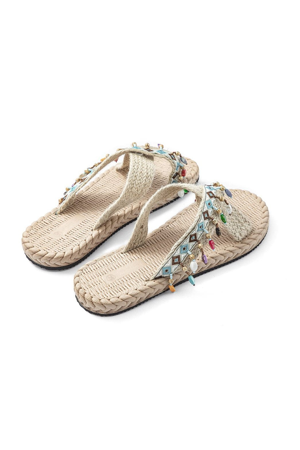 Vue de dessus chaussons bohèmes avec perles étoile