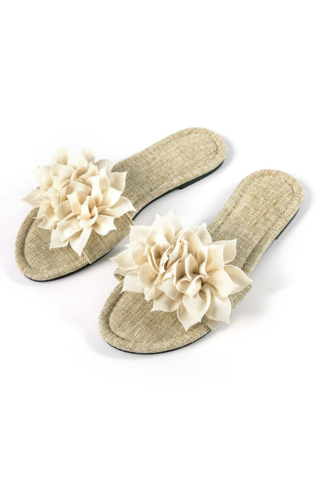 Chausson beige avec fleur décorative douceur