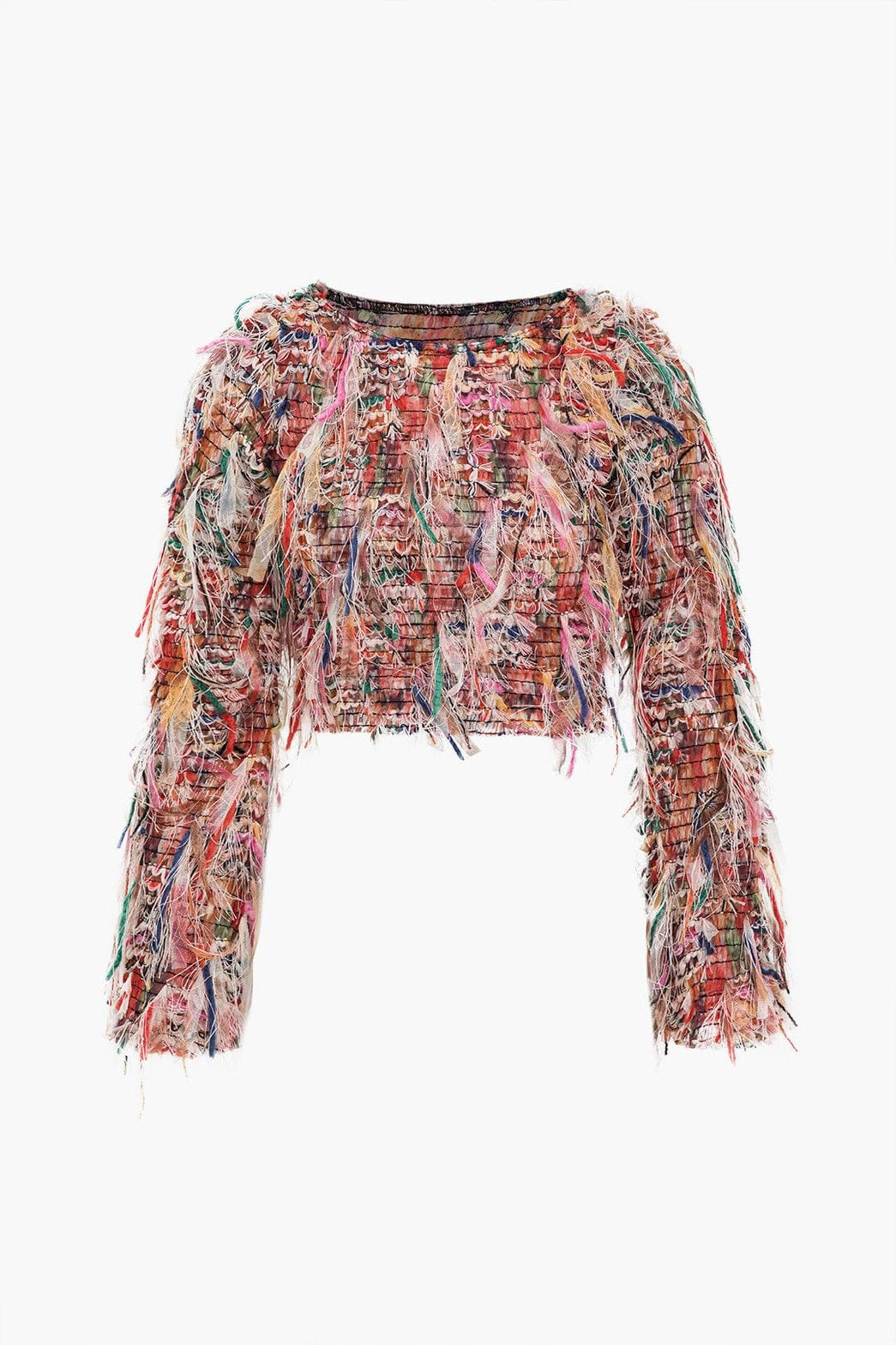 Chemise courte à franges multicolores fantaisie