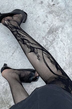 Collants résille fleurs dentelle cristal