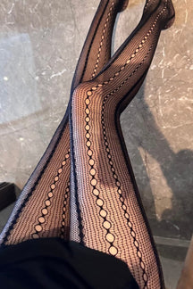 Collants résille noirs à motifs rayés verticaux élégants - Papillon