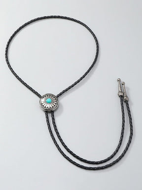 Collier bolo turquoise style western soleil