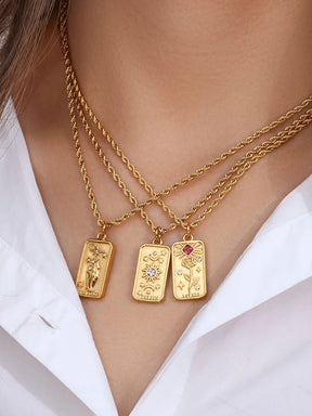 Collier tarot carte des amoureux doré harmonie