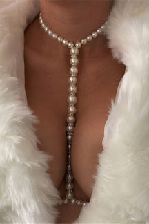 Collier chaîne-corps en perles nacrées glamour
