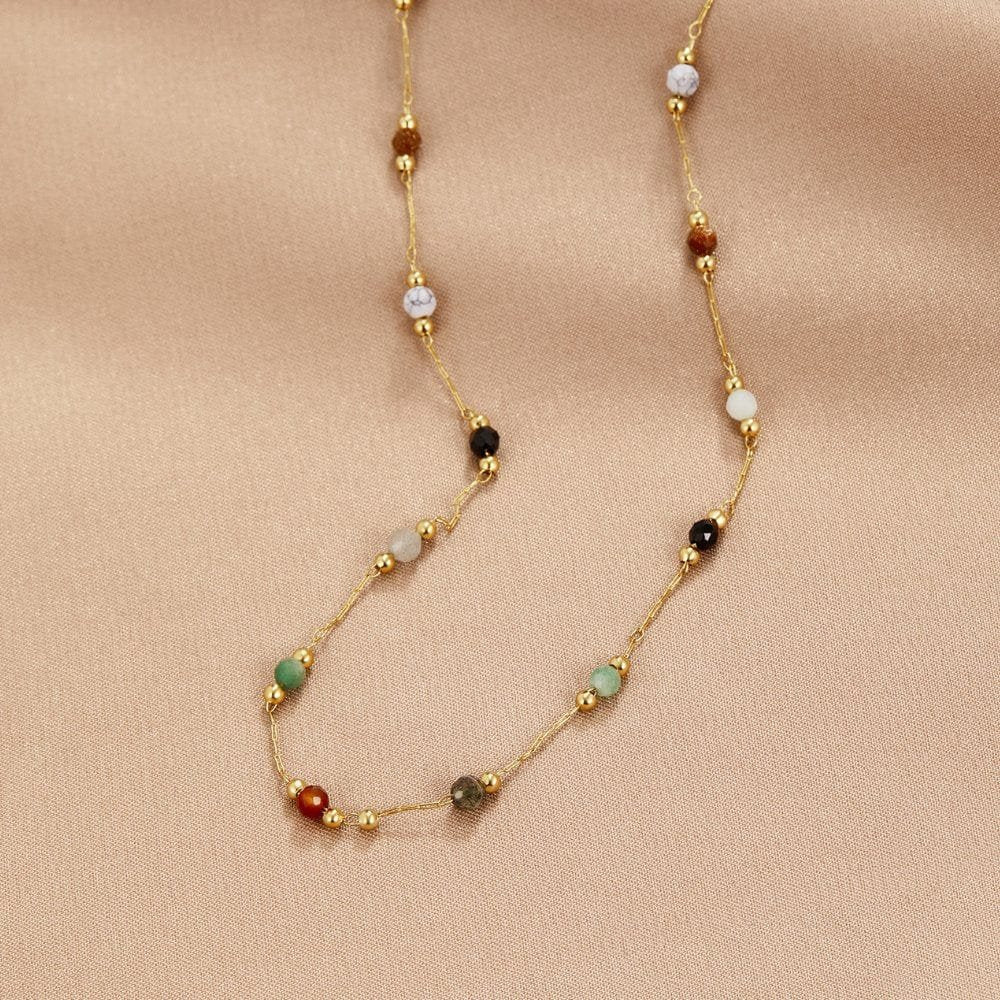 Collier délicat pierres naturelles arc-en-ciel
