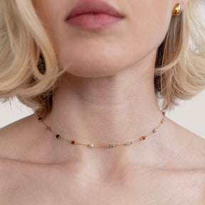 Collier pierres naturelles plaqué or étoile