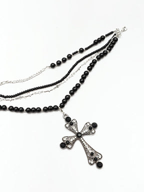Pendentif croix noire brillante élégant