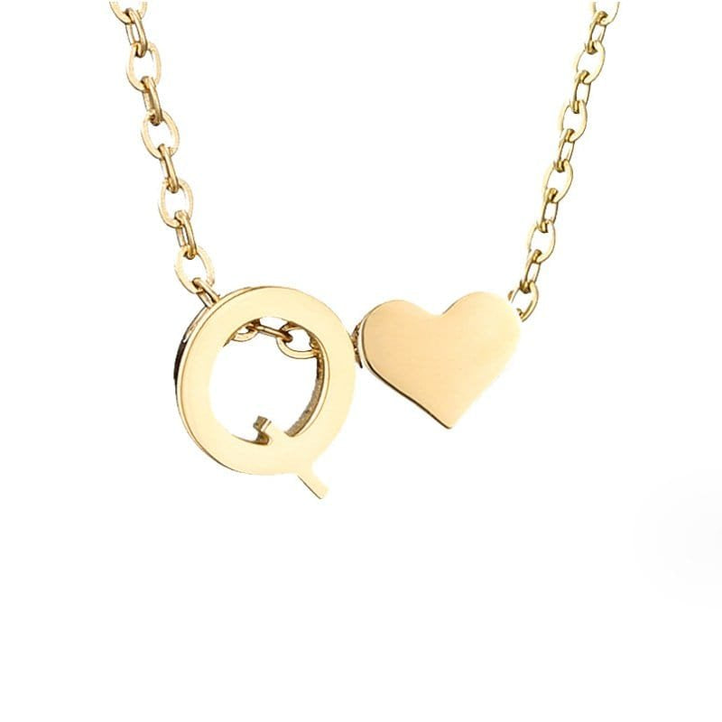 Collier Initiale Cœur Plaqué Or