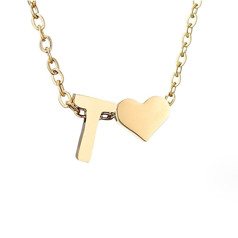 Collier Initiale Cœur Plaqué Or
