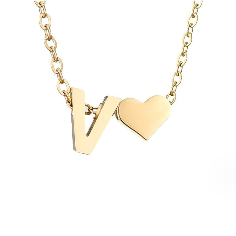 Collier Initiale Cœur Plaqué Or