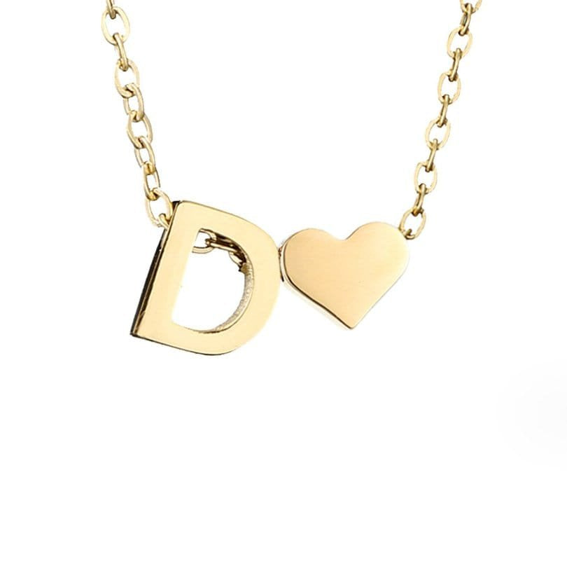 Collier Initiale Cœur Plaqué Or