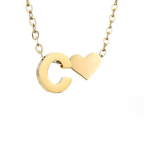 Collier Initiale Cœur Plaqué Or
