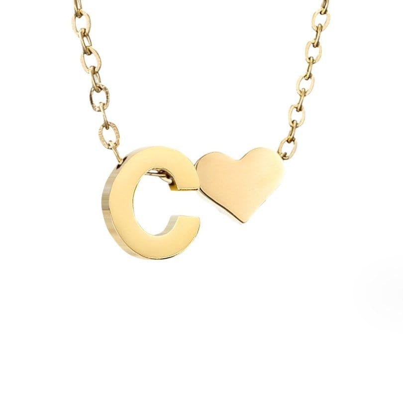 Collier Initiale Cœur Plaqué Or