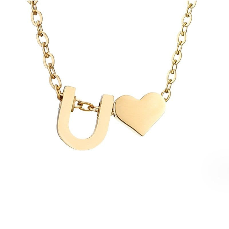 Collier Initiale Cœur Plaqué Or