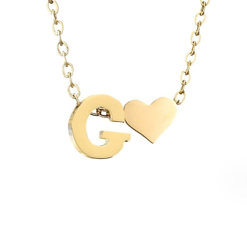 Collier Initiale Cœur Plaqué Or