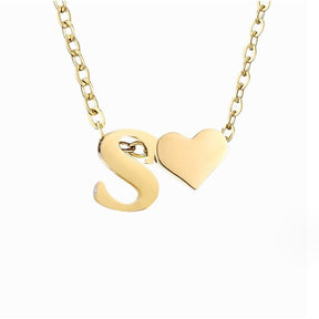 Collier Initiale Cœur Plaqué Or