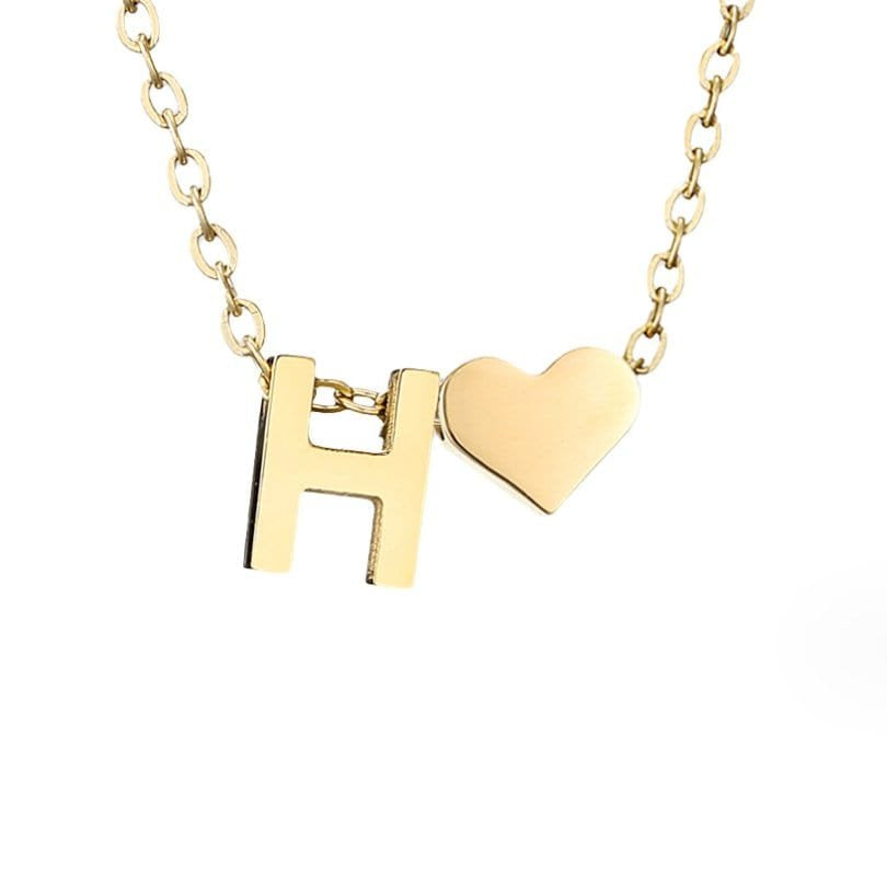 Collier Initiale Cœur Plaqué Or