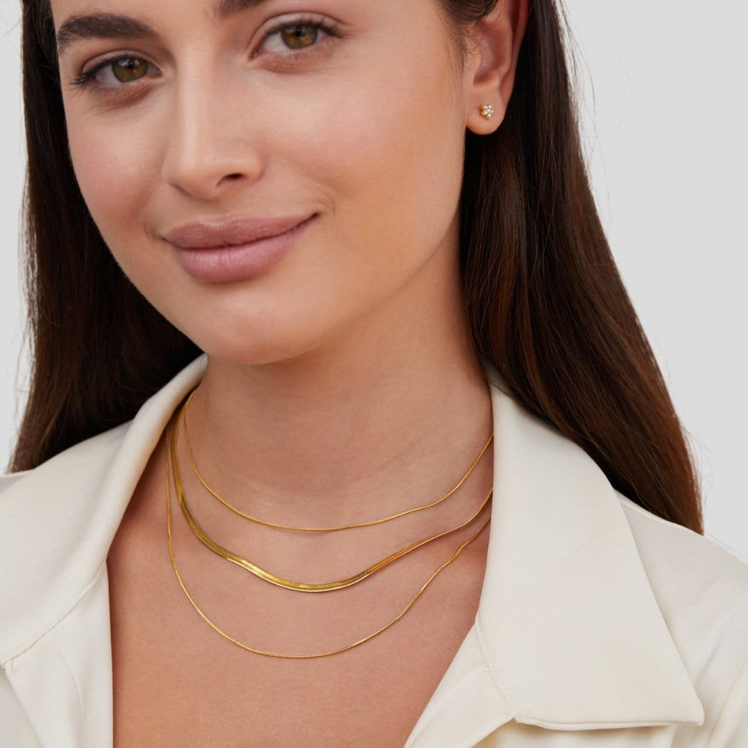 Collier superposé doré étincelant cascade