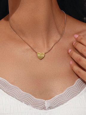 Collier cœur doré 11:11 vue face harmonie