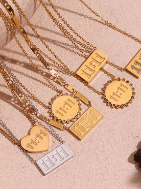 Collier cœur doré 11:11 vue style bonheur