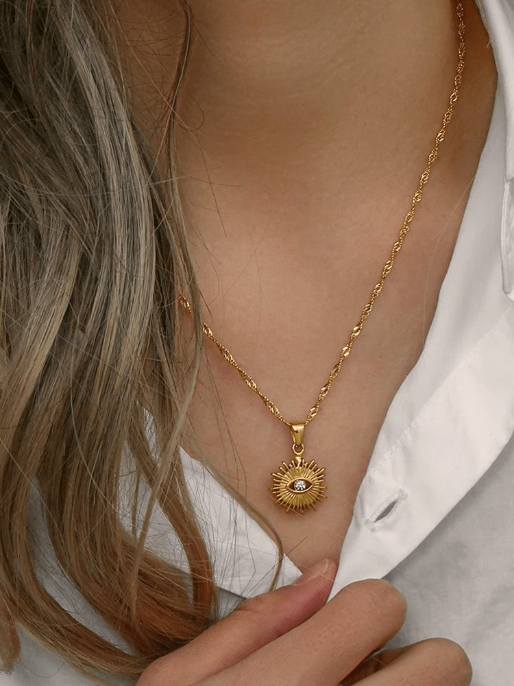 Collier œil porte-bonheur plaqué or étincelant magic