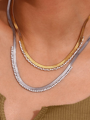 Collier serpent zirconium argenté étincelle